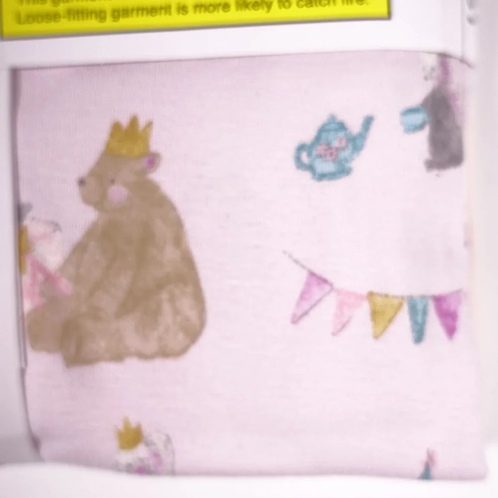 Burts Bees Kids 5T 4-Piece Pajama Set 100% Organic Cotton Pink Tea Party Unicorn